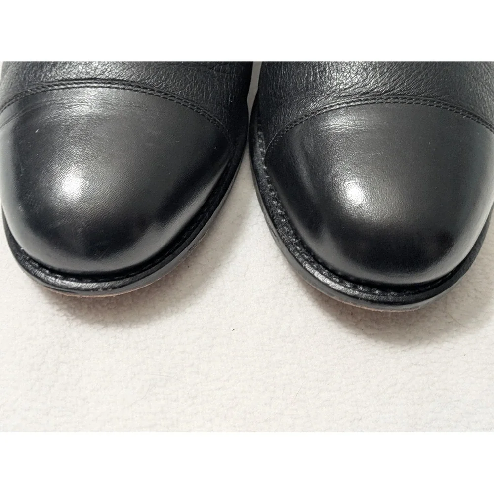 Tauer & Johnson Wellington Oxford Shoes Black Calf Deer Leather Mens Size 12.5 D